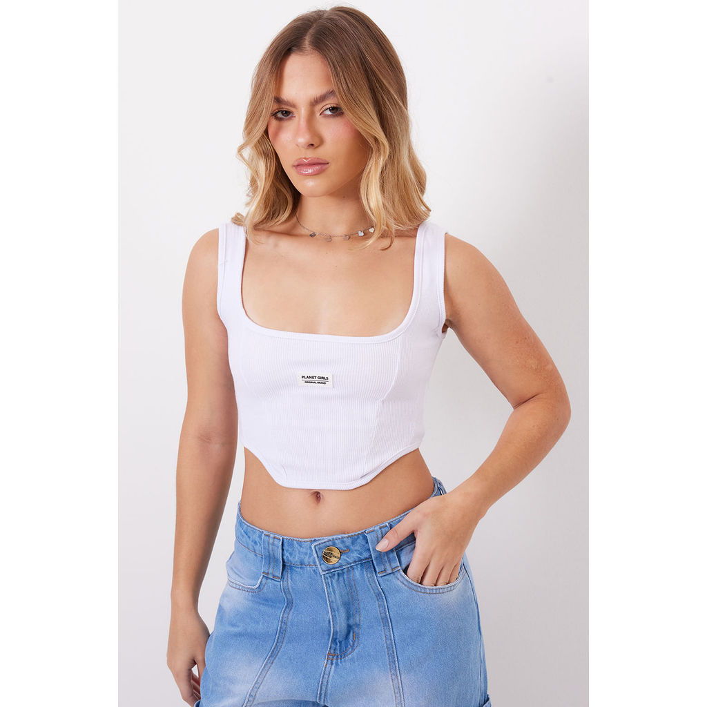 Cropped Regata Decote Reto Planet Girls Branco em Oferta na Shopee