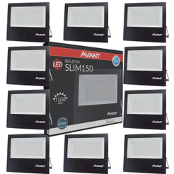 Kit 10 Refletor Led 150w Luz Externa Comercio Branco Frio 6500k Bivolt 127v 220v Avant