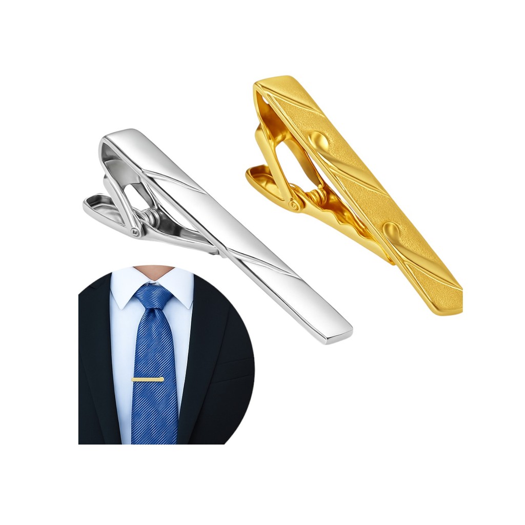 Kit 02 Prendedores De Gravatas Em Metal  MP471 em Oferta na Shopee