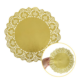 Kit Toalha Papel Rendado Doilie 24cm Dourado 60 Unidades em Oferta na Shopee
