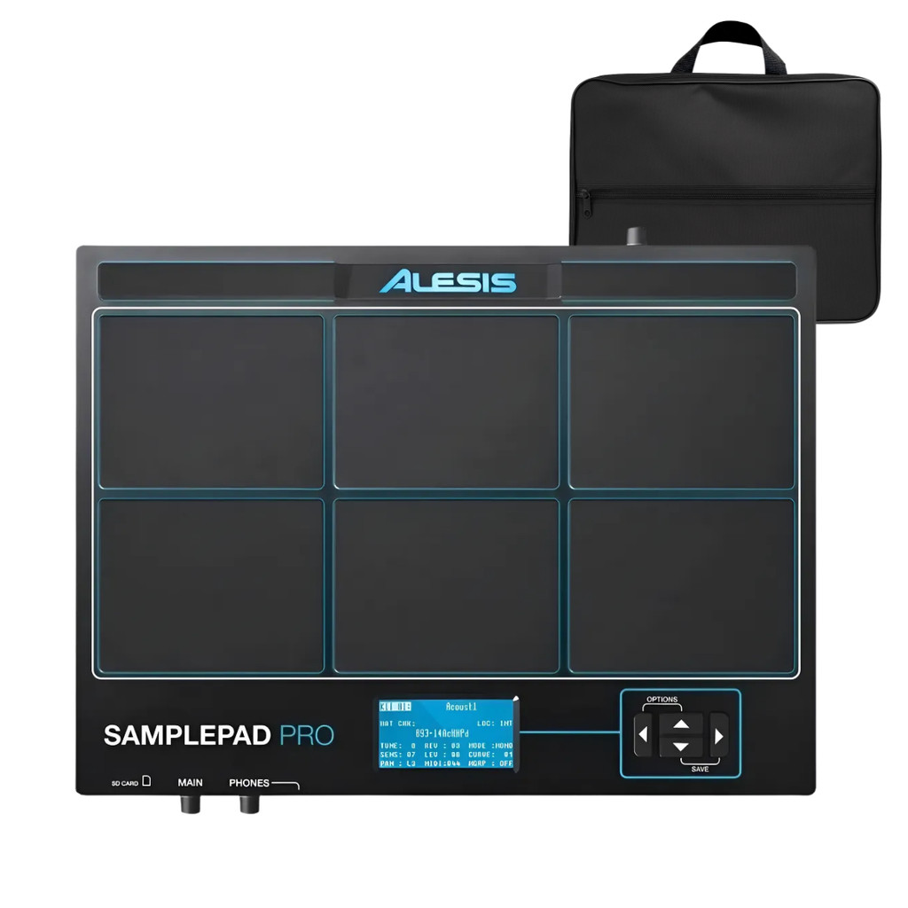 Kit Alesis Percussão Eletrônica 8 Pads Sample Pad Pro Midi Led e Bag Resistente Com Alça Protetora