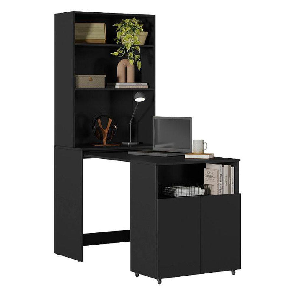 Armário Multifuncional Com Escrivaninha Retrátil Duo Preto - Kits Paraná em Oferta na Shopee