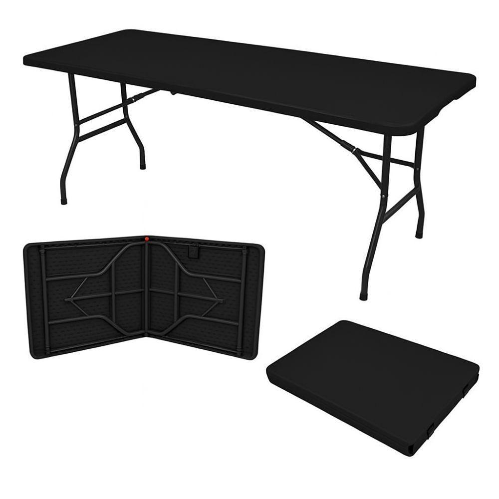 Mesa Dobrável Gallant Vira Maleta Portátil 1,80m Preto com Alça em Oferta na Shopee