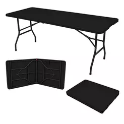 Mesa Dobrável Gallant Vira Maleta Portátil 1,80m Preto com Alça (GMD22A01A-PT)
