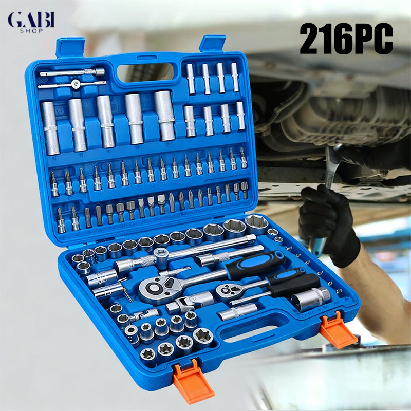 108-216 Peças Kit Ferramentas Profissional com Maleta Soquetes Chave Catraca Oficina