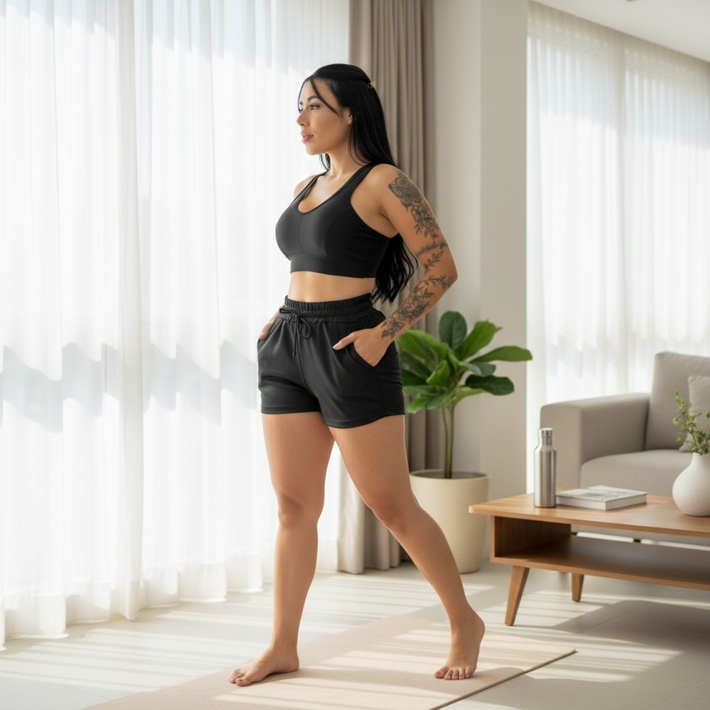 Short Feminino Dry Fit com 2 Bolsos Confortável Esportivo Academia Corrida