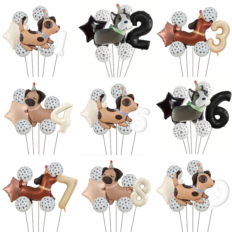 Kit 7 Balão Metalizado Cachorro Dog Pug Husky Dachshund Número Pata Decoração Festa Enfeite em Oferta na Shopee
