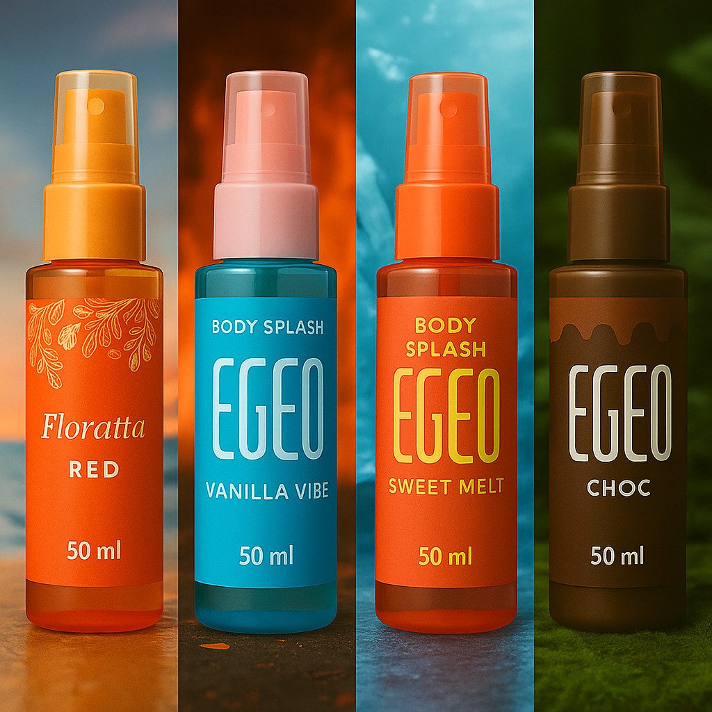 Kit 4 Body Splash Egeo Fragancias refrescantes Vanilla Vibe e Egeo Melancia + Floratta Red (60 ml cada) em Oferta na Shopee