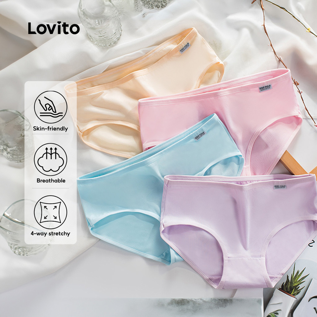 Lovito 10 Sutiãs Antibacterianos de Algodão Nuvem Contato Suave Respirável Elasticidade 4 Vias para Mulheres LNE121103 em Oferta na Shopee