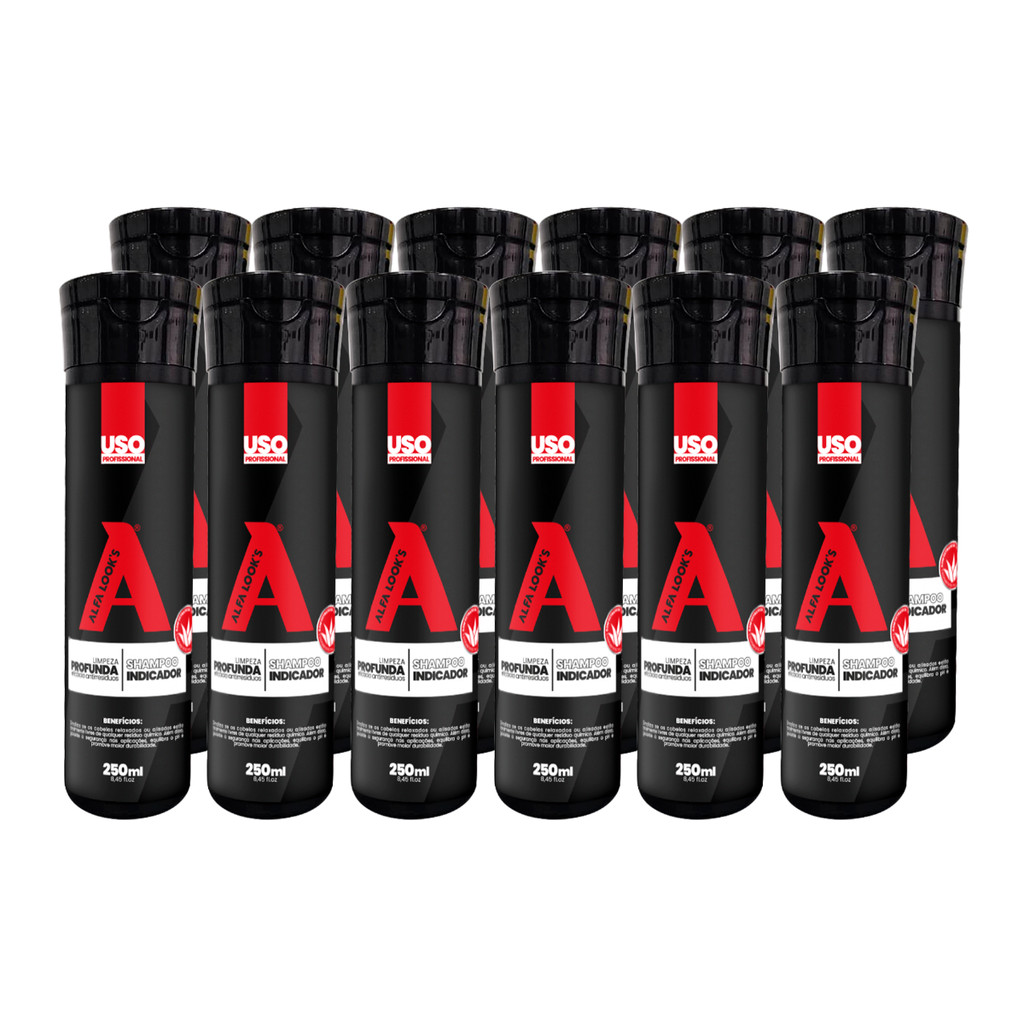 Kit 12 Un Shampoo Indicador Pós Alisamento 250Gr - Alfa Look'S