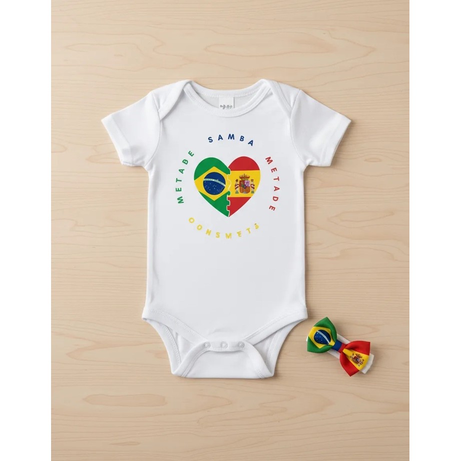 Body/ Camiseta Brasil E Espanha Time Futebol Brasil Família M03