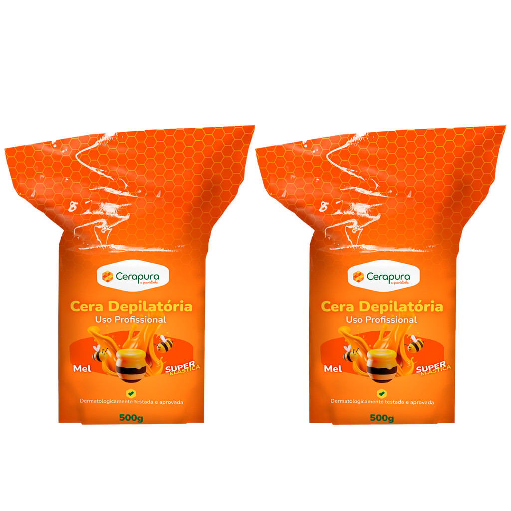 Kit 2 Cera depilatoria Elastica de Mel - 500g (cerapura) em Oferta na Shopee
