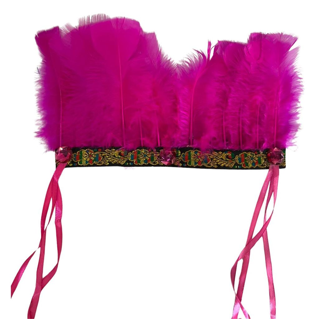 Tiara Índio Pena Cocar Fantasia Indígena Rosa