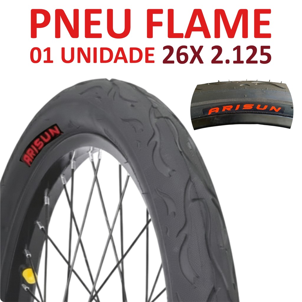 Pneu 26x2.125 Arisun H584 Flame Preto Bicicleta Aro 26 Chaoyang Pneu Balão Pneu Bicicleta 26 Pneu Aro 26 Chaoyang