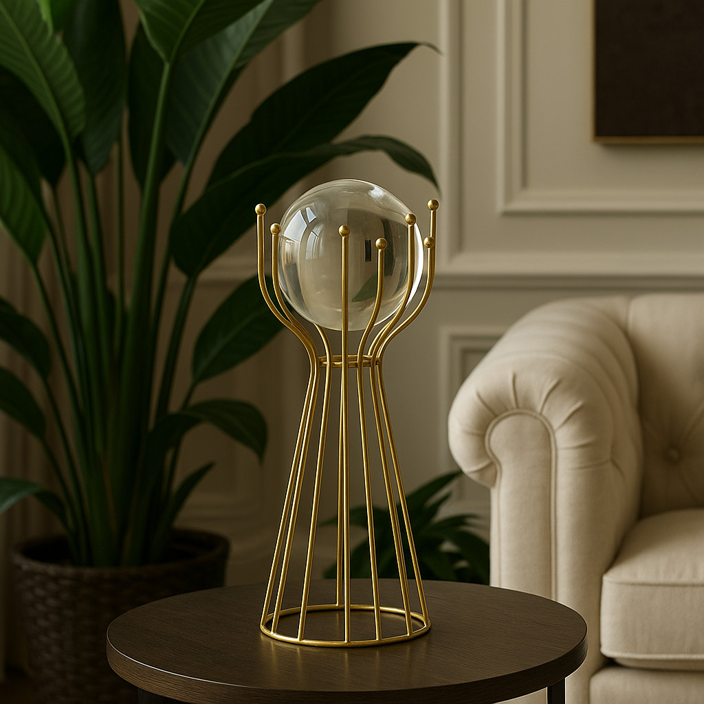 Decoração de Globo de Vidro com Base de Ferro 12x12x28 cm em Oferta na Shopee