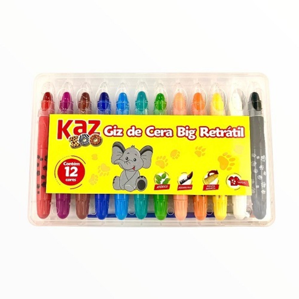 GIZAO DE CERA C/12 CORES GEL RETRATIL KZ52250