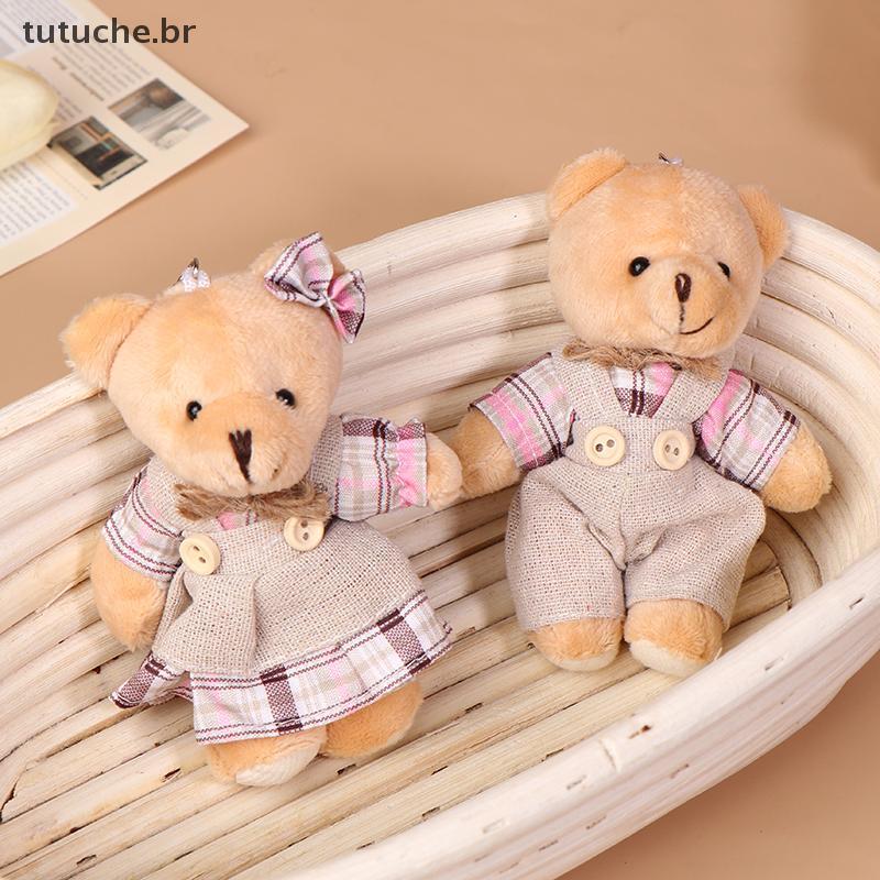 TU Casal Urso Chaveiro De Pelúcia Dos Desenhos Animados Floral Pano Ursos Macio Boneca Pingente Carro Mochila Saco Decor