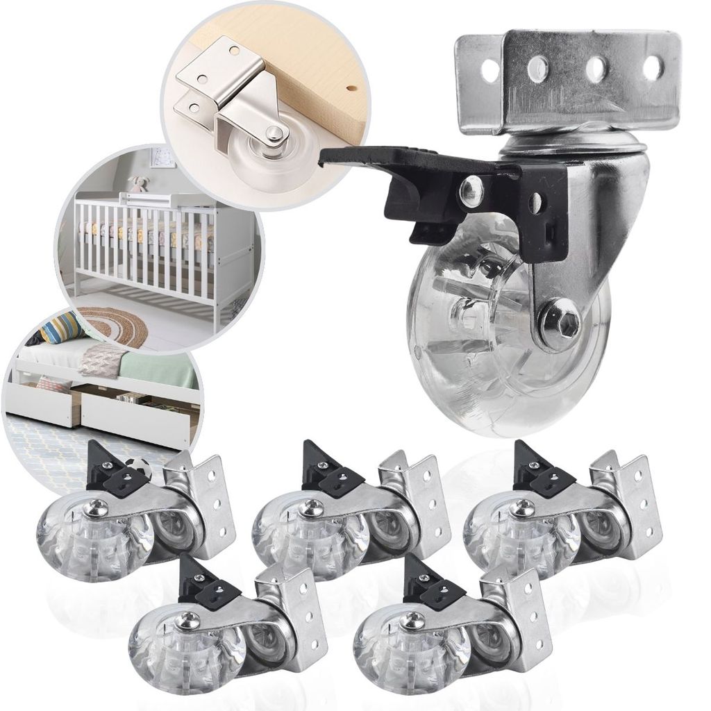 Kit 6 Rodízio Giratório 50mm Gel Transparente 200kg U15 Com Trava Rodinha Anti Risco e Ruido Móveis Escritório Roda Fixa em Oferta na Shopee