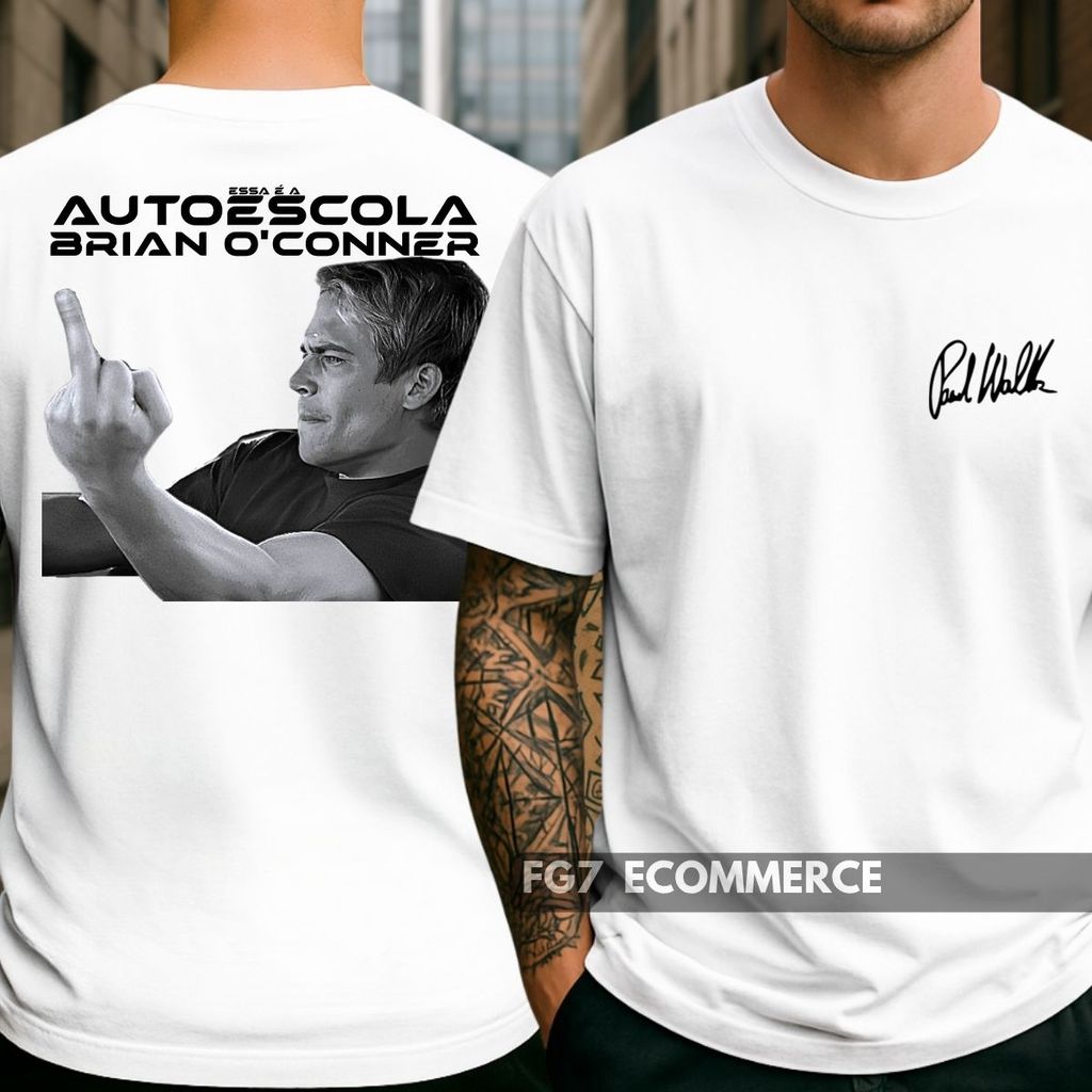 Camiseta Unissex Engraçada Auto Escola Brian Velozes e Furiosos Zueira Paul Walker O'Conner Piloto Corrida em Oferta na Shopee