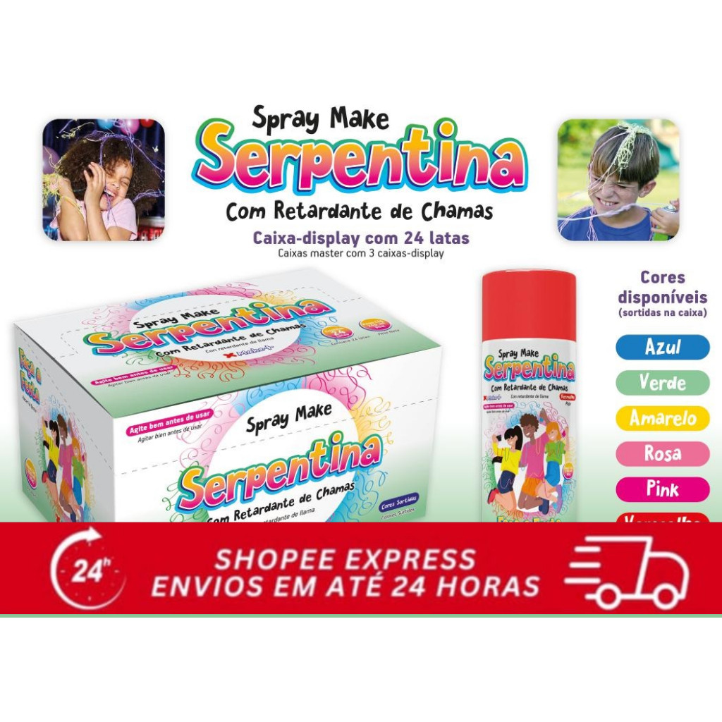 SERPENTINA EM SPRAY, SERPENTINA CARNAVAL, SERPENTINA COLORIDA 01 UNIDADE