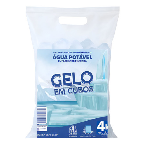 Saco Para Gelo Universal Cubo Com Alça 4kg C/ 500und F.a