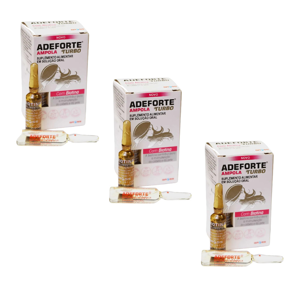 Kit 3 Adeforte Turbo Ampola 3ml + Ampola Biotina 3ml - Gross em Oferta na Shopee