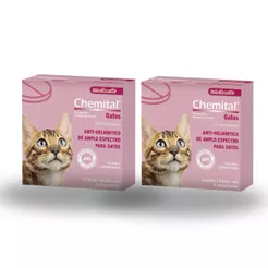 Kit 02 Vermífugo Chemital Chemitec Para Gatos com 4 Comp
