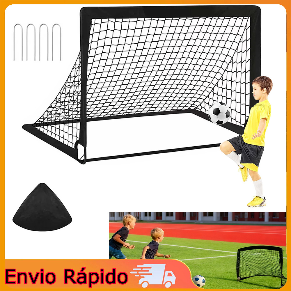 Conjunto de metas de treinamento de futebol 1 tamanho de gol 120 * 90 cm com 4 pregos terrestres e 1 bolsa de armazename