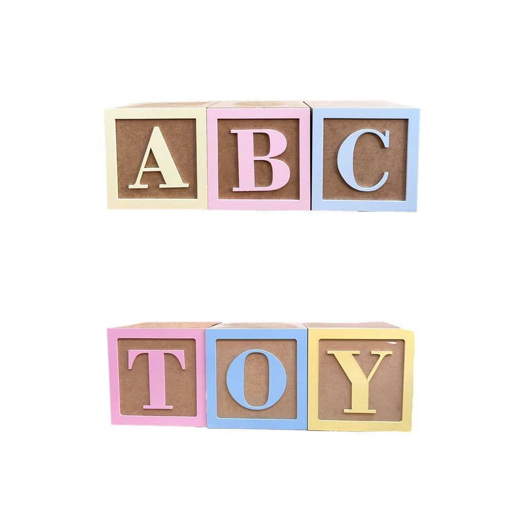 Trio Cubos Mdf 10x10 Candy Color Decorativo Festa Letras