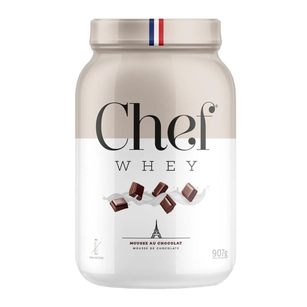Whey Protein Zero Lactose Chef Whey 900g Mousse De Chocolate Ganho De Massa Alta Digestão Original