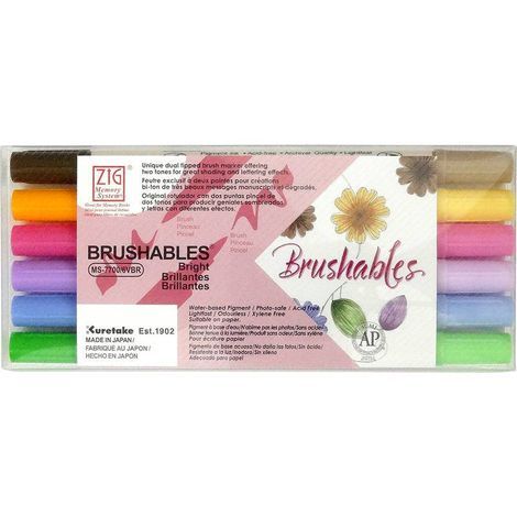 Caneta Brush Pen Kuretake Dual Brush com 6 cores BRIGHT MS-7700/6VBR