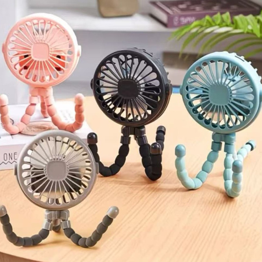 Ventilador Para Carrinho De Bebê - USB, 3 Velocidades, Garra 360° Ajustável