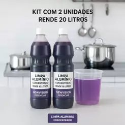 Kit com 2 Limpa Alumínio Concentrado de 1 Litro – Rende 20 Litros Brilho Imediato e Fácil de Usar