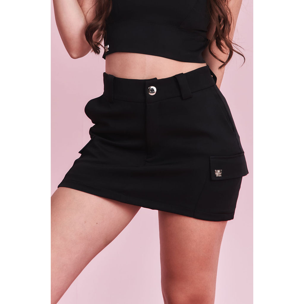 Detalhes do Saia Cargo Crepe Isabela Planet Girls Preto
