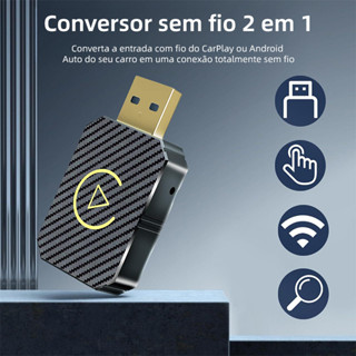 Wireless Carplay Sem Fio Adaptador Android Auto Portátil Wireless 2 Em 1 em Oferta na Shopee