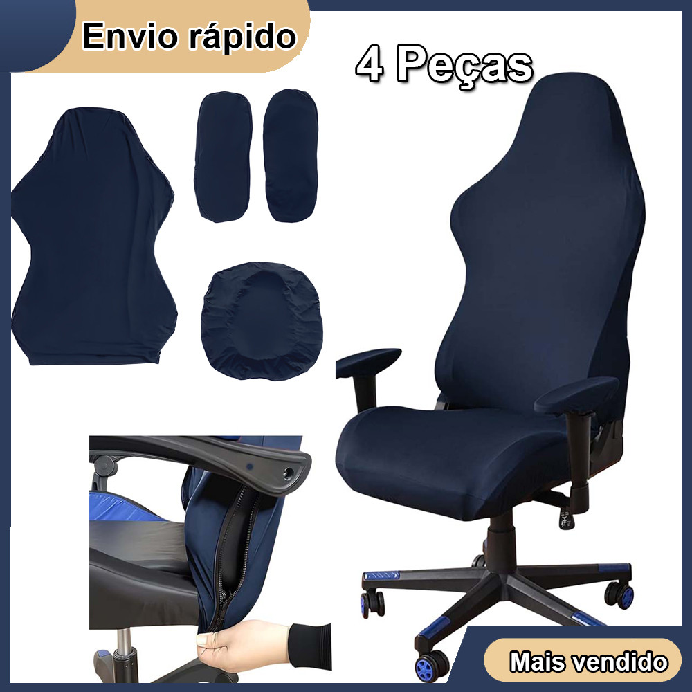 Capa para cadeira para jogos extensível Protetor de assento de corrida jogos de computador de escritório azul marinho em Oferta na Shopee