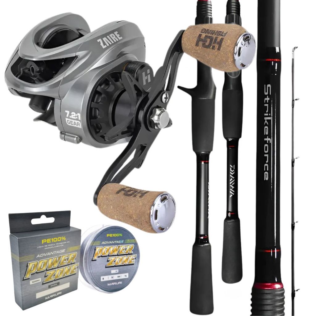 Kit Pesca e Pague Carretilha Zaire + Vara Strikeforce Daiwa Grafite Tubular Carb Alta Performance