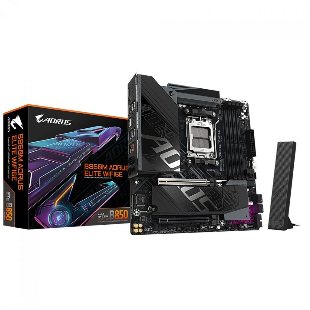 Placa Mãe Gigabyte B850M AORUS Elite WIFI6E, Chipset B850, AMD AM5, MATX, DDR5