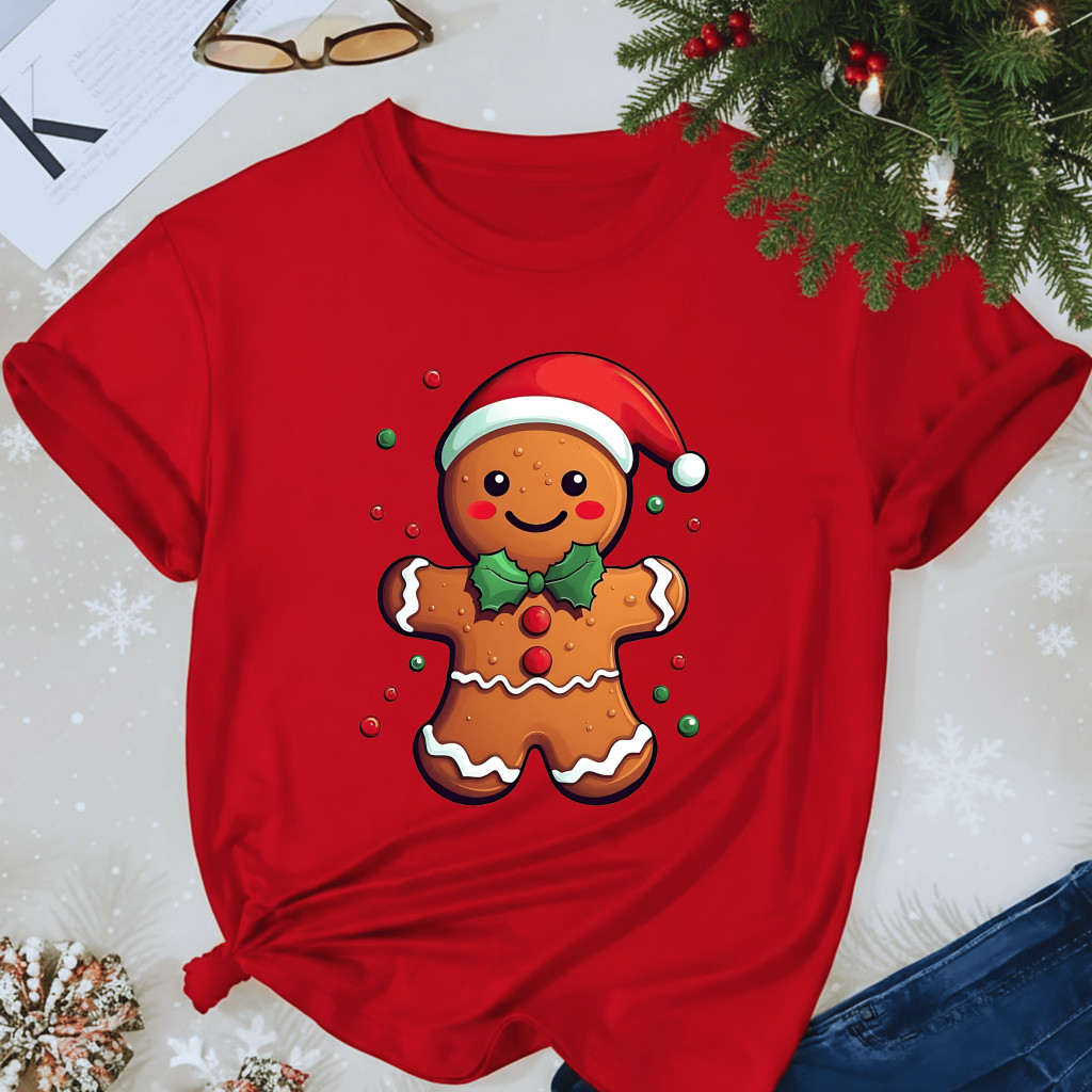 Camiseta Camisa Premium Camiseta Feminina Natal Biscoito Natalino Homem Biscoito Fim De Ano Várias Estampas Envio Rapido
