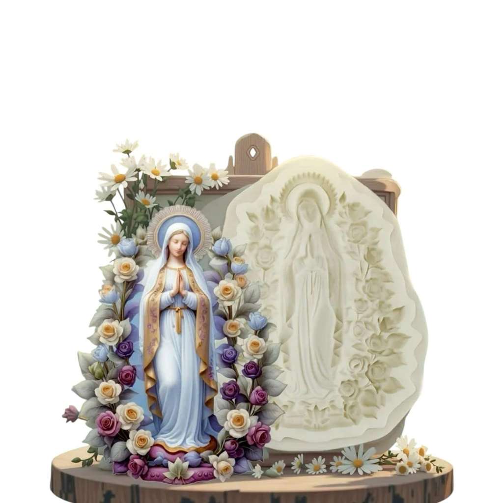 Molde de Silicone Religião - Santa Com Flores em Oferta na Shopee