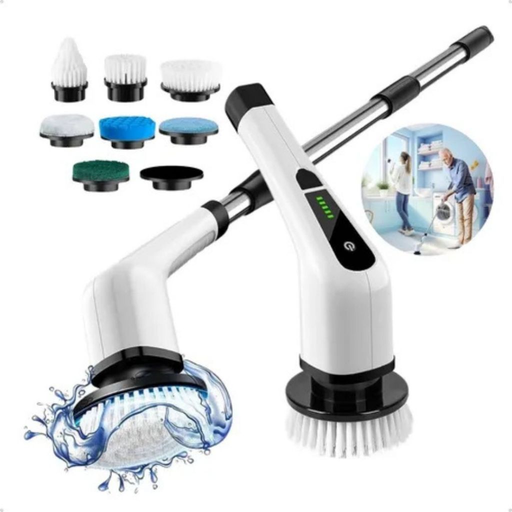 Esfregão Elétrico Recarregável 9 em 1 Multiuso Sem Fio Giratório Limpeza Pesada