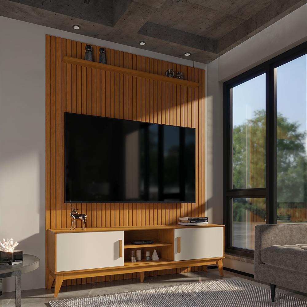 Painel Ripado Com Rack TV 75 Polegadas Domus 184cm em Oferta na Shopee