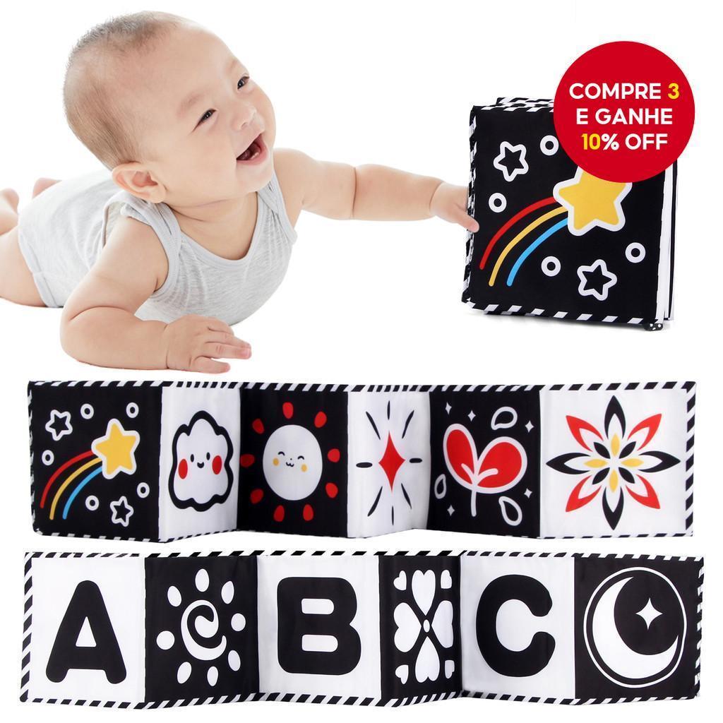 Livro Sensorial De Pano Macio Para Bebês Preto E Branco De Alto Contraste Brinquedos Tempo De Barriga Presente em Oferta na Shopee