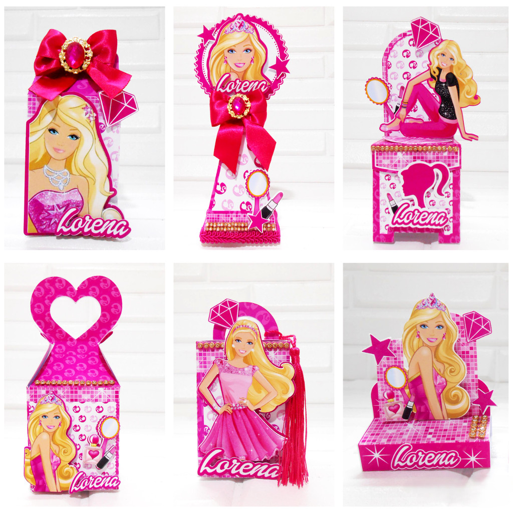 Kit Papelaria Personalizada Barbie Caixa Caixinha para Festa DESMONTADO em Oferta na Shopee