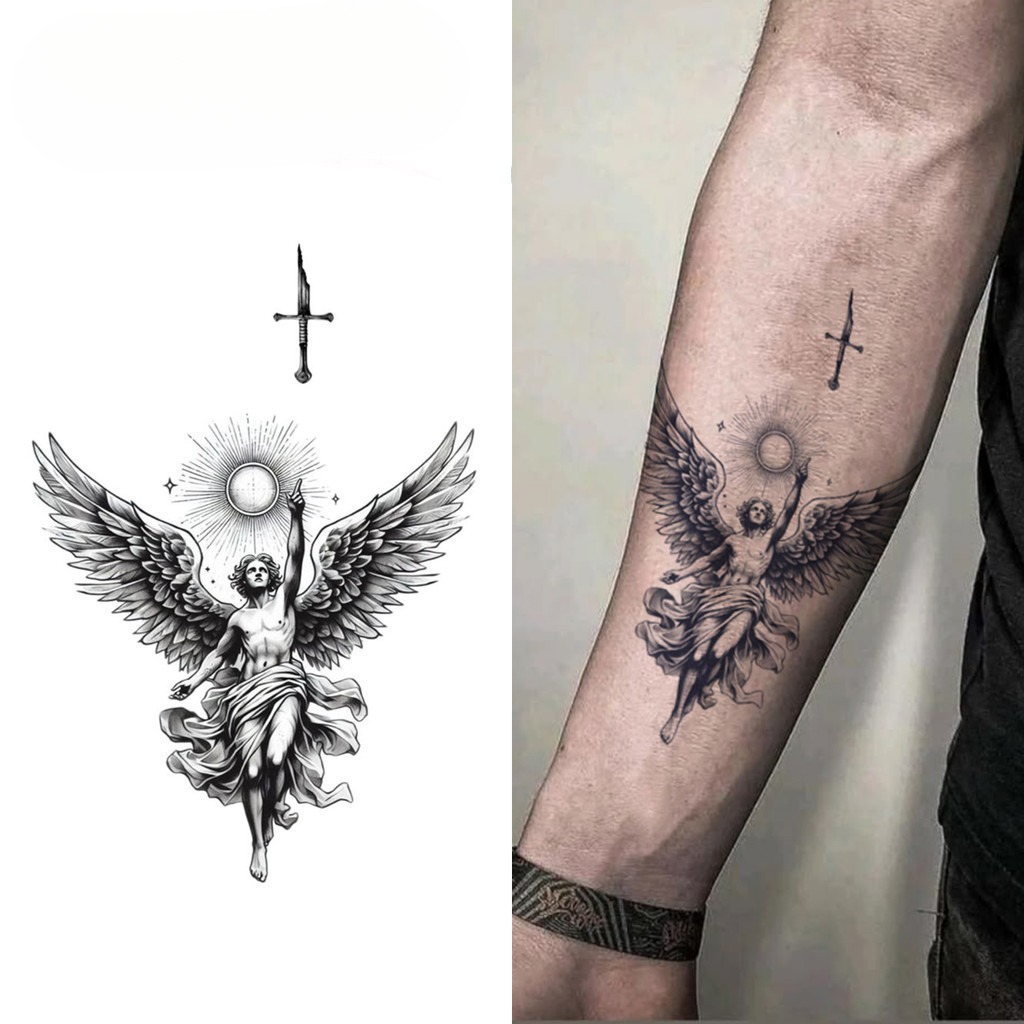 [Boldink Magic Tattoo] Adesivo de Tatuagem Duradouro 2 Semanas à Prova d'Água Tatuagem Temporária Falsa Anjo Alado Tatua