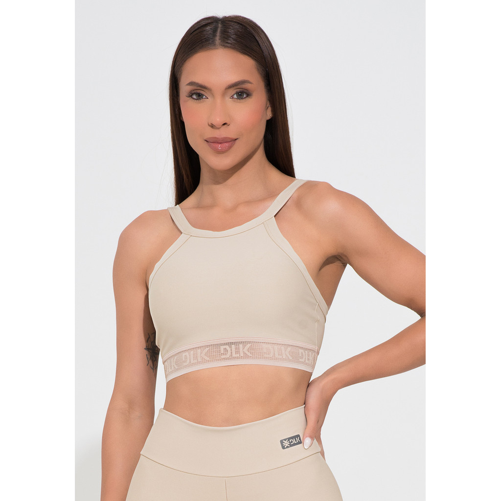 TOP FITNESS FEMININO ELÁSTICO VAZADO ACTION DLK em Oferta na Shopee