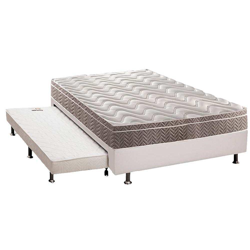 Conjunto Box Casal: Colchão Espuma Paropas D33 Confort Ultra Firme + Base CRC Courano White(138x188) em Oferta na Shopee