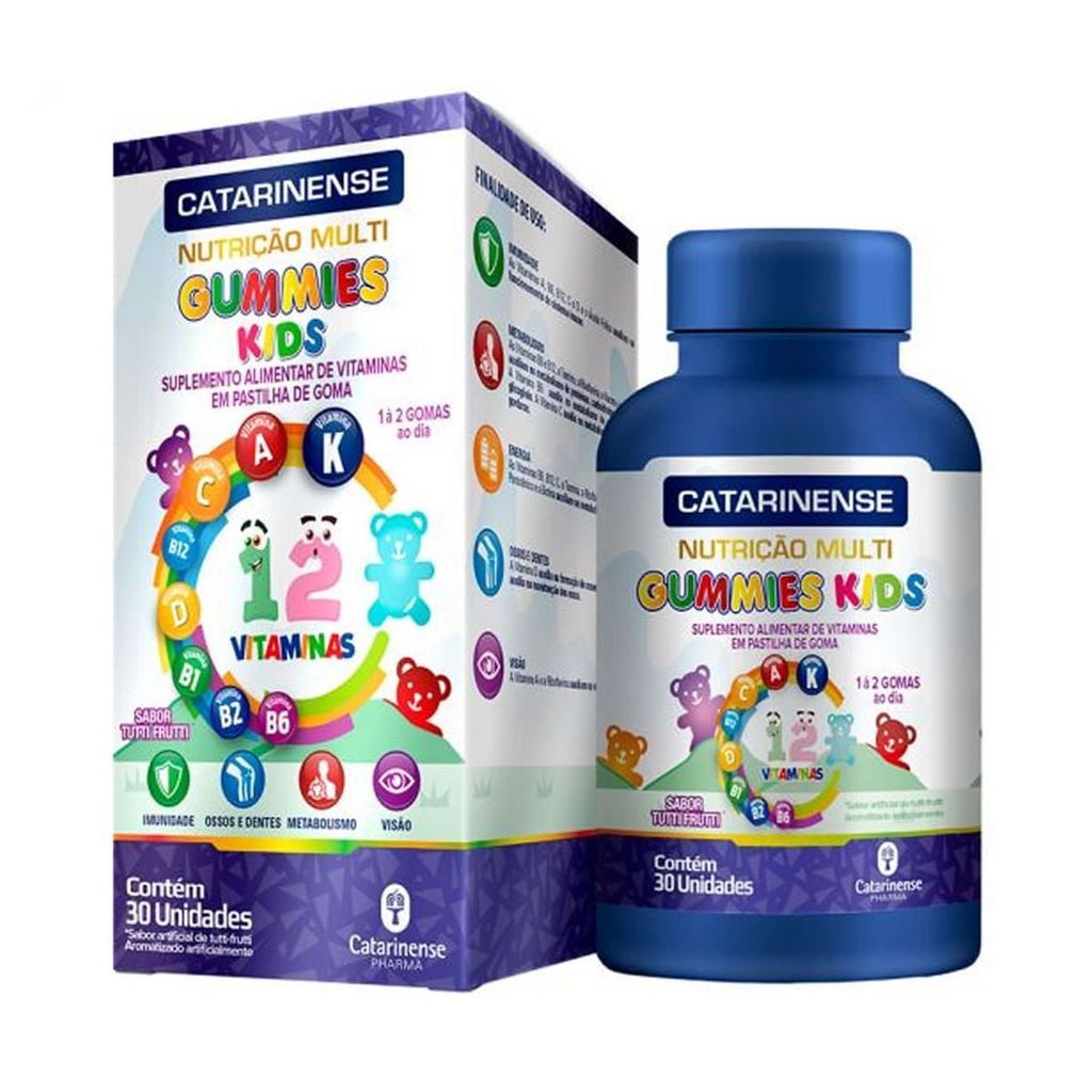 Polivitamínico Gummies Kids - 30 Gomas Tutti Frutti - Catarinense Nutrição em Oferta na Shopee
