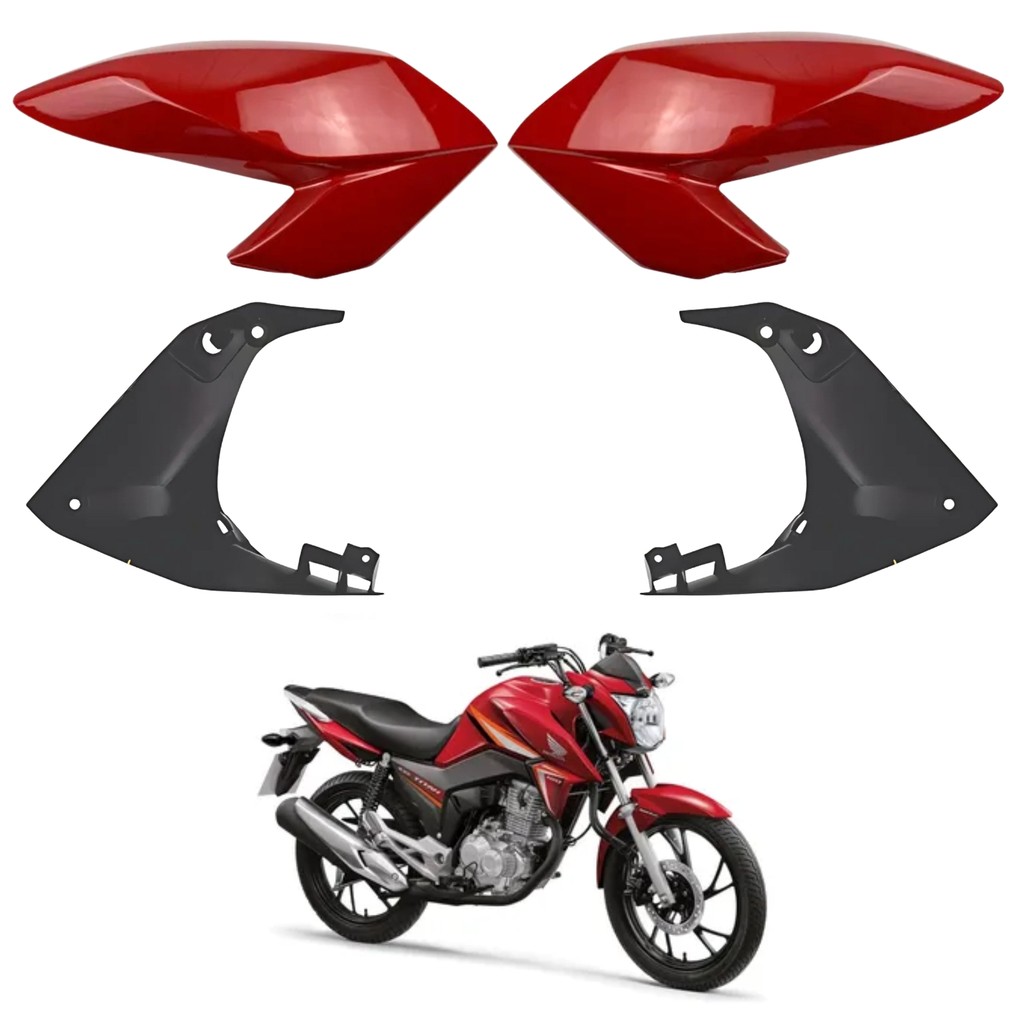 KIT ABA ASA TANQUE ALETA + ABA INTERNO HONDA CG FAN 160 2016-2021 VERMELHO MACEIO PARAMOTOS HONDA