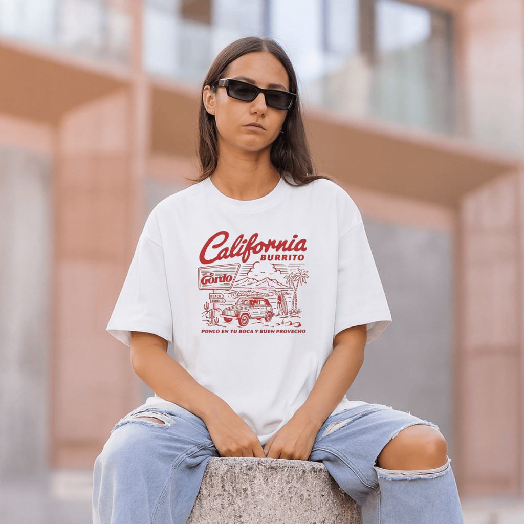 Camiseta Unissex California Estampada 100% Algodão California Burrito Vintage Premium
